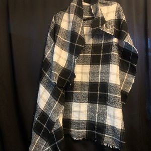 Black and white plaid acrylic square blanket scarf
